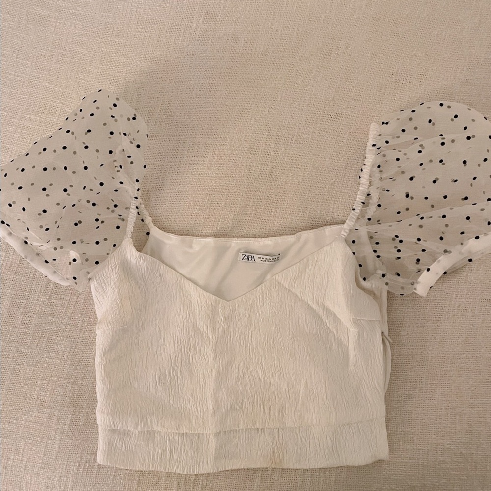 Zara Clipdot Puff Sleeve Top